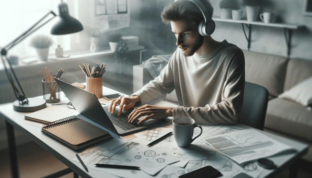 freelancer working at computer