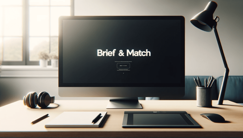 A stylized representation of Brief and Match on a desktop monitor