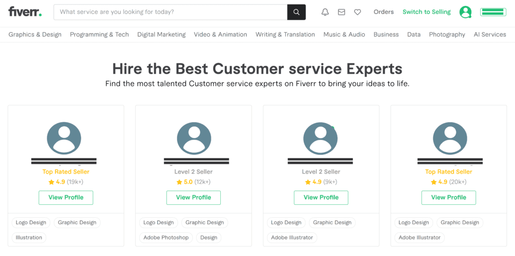 fiverr skill test page for customer service
