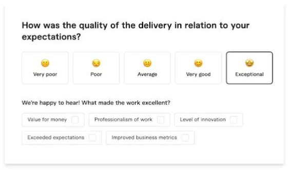 Fiverr public feedback beta screenshot of review page 3
