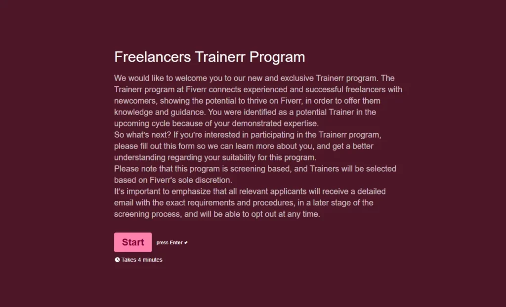 fiverr freelance trainerr program