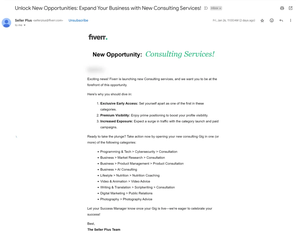 fiverr consulting services new email