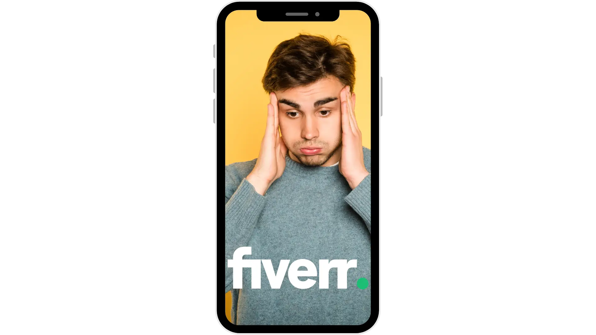 fiverr phone confused man