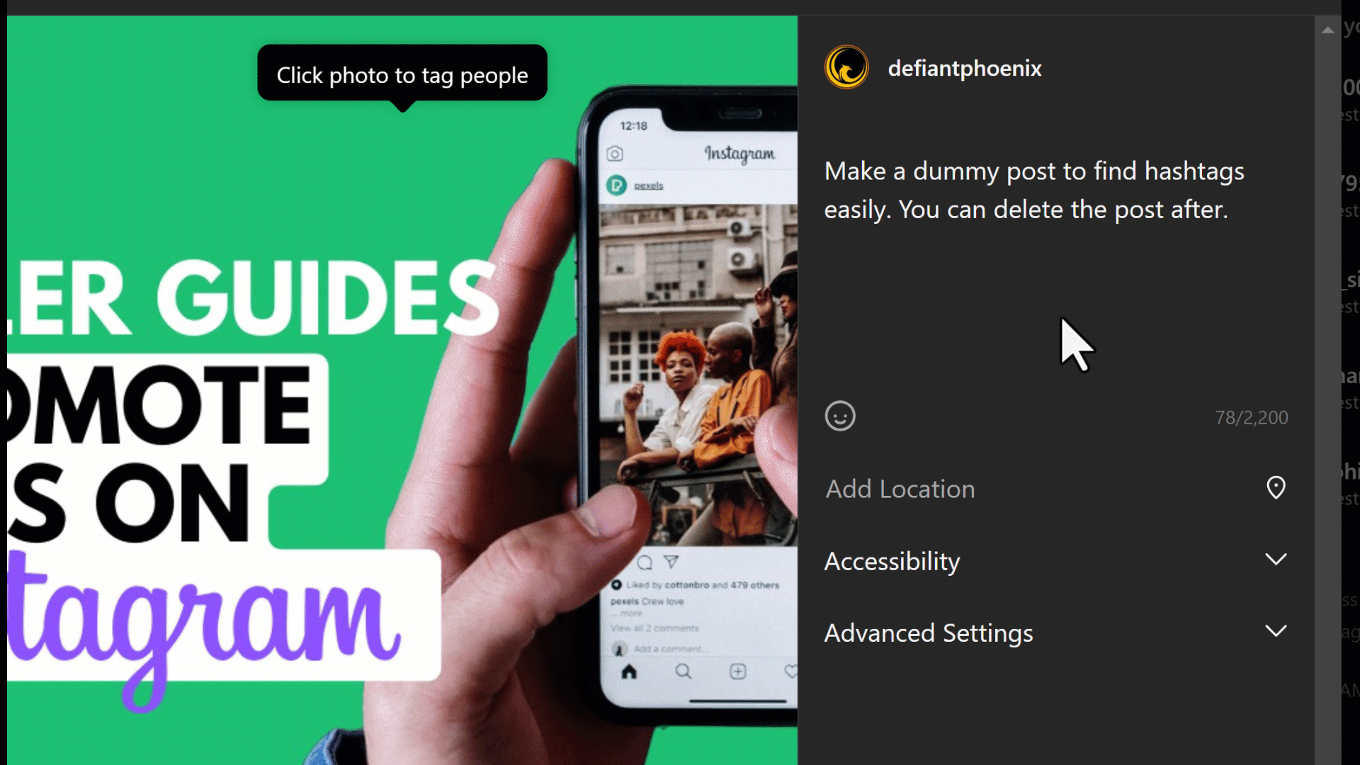 gif of finding hashtags for promoting fiverr gigs on instagram
