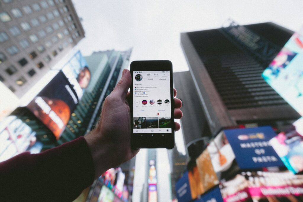 Smartphone with Instagram app