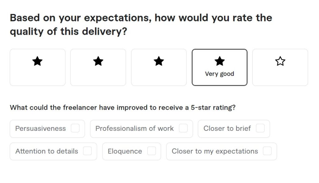 Fiverr 4 star review screenshot 2