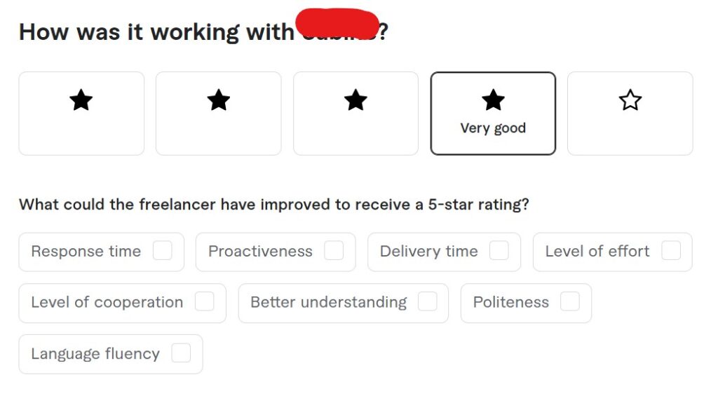 Fiverr 4 star review screenshot 1 