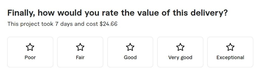 Fiverr buyer review value for money screenshot
