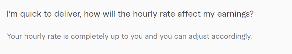 Fiverr encourages people to think about their pricing strategy for hourly rates
