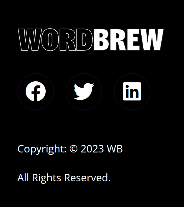 the Wordbrew copyright notice is out of date