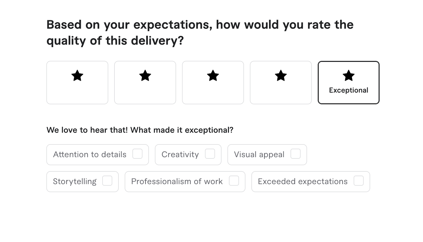 The updated Fiverr rating form - no more emoji reviews!