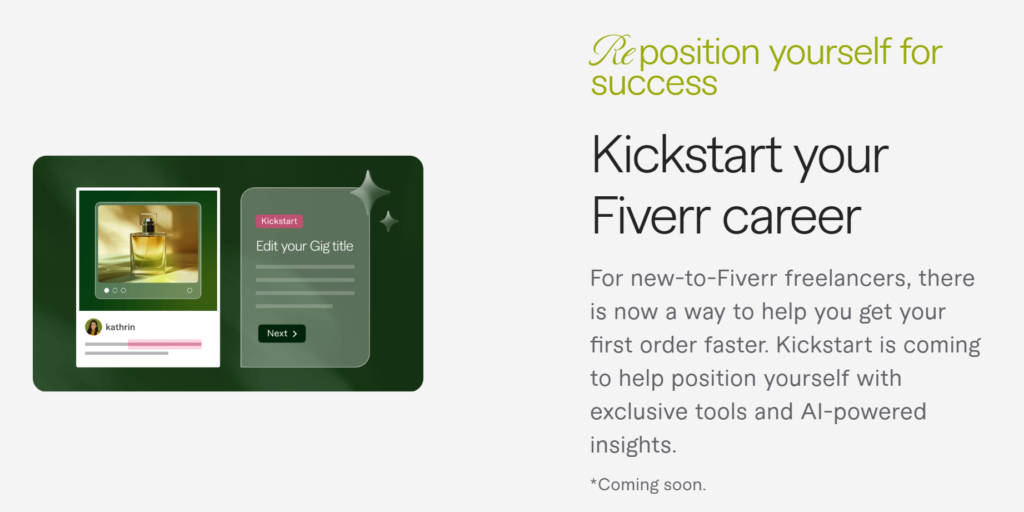 Fiverr kickstart program announcement from summer product release 2024